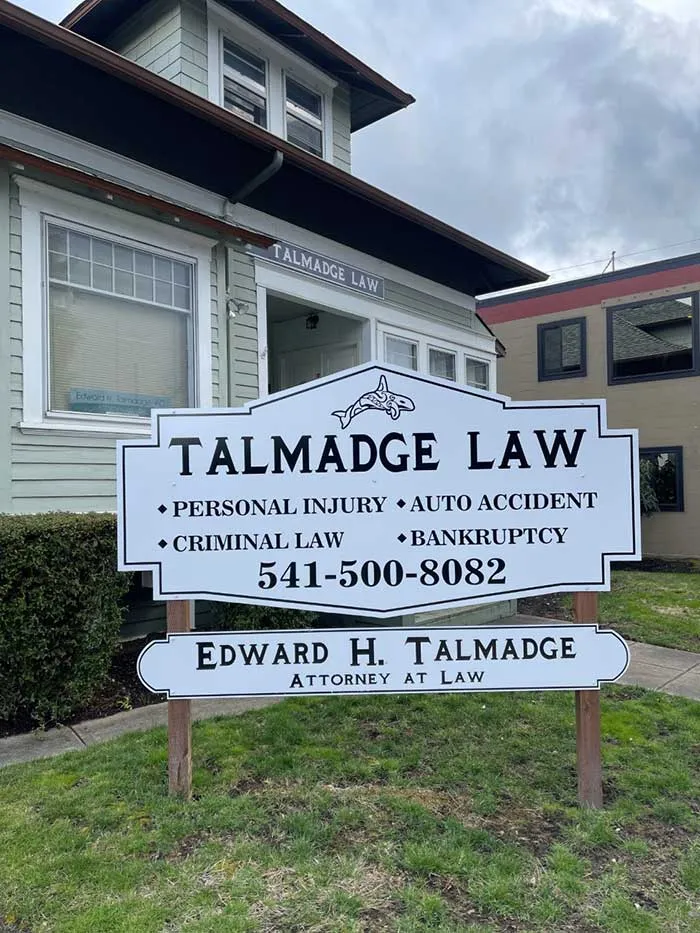 The Talmadge Law office at 425 Ellsworth Street SW, with its sign listing personal injury, auto accident, criminal law and bankruptcy
